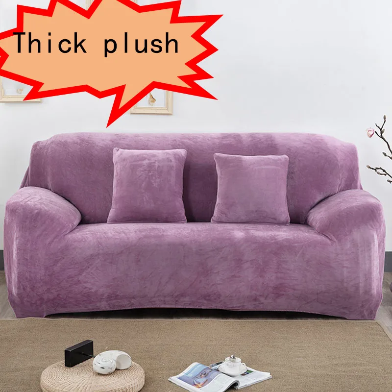 Image Sofa Cover Sofa Slipcover Solid Thickening Soft Plush For Winter Single Two Three Four Seater Stretch Scenic Elastic Sofa Cover