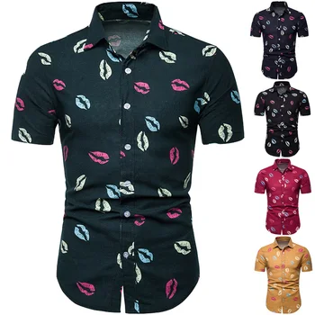 2019 Summer Fashion New Men's Casual Short Sleeve Shirt / Man's Slim Lips Print Striped Beach Vacation Flower Shirts
2019 Summer Fashion New Men's Casual Short Sleeve Shirt / Man's Slim Lips Print Striped Beach Vacation Flower Shirts