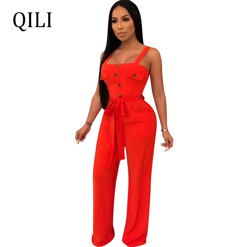 QILI Women Loose Jumpsuits Casual Overalls Tank Button Pockets With Sashes Fashion Jumpsuits Womens Boot Cut Long Pants Jumpsuit
QILI Women Loose Jumpsuits Casual Overalls Tank Button Pockets With Sashes Fashion Jumpsuits Womens Boot Cut Long Pants Jumpsuit