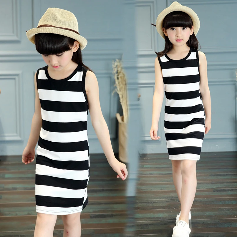Girls Sleeveless Dress Casual Children Clothing Black White Stripes Dress Kids Clothes Girls Quality Baby Dress Infants Sundress
Girls Sleeveless Dress Casual Children Clothing Black White Stripes Dress Kids Clothes Girls Quality Baby Dress Infants Sundress