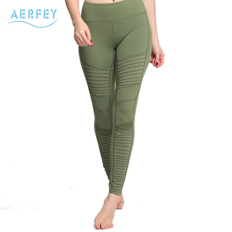 Aerfey Brand New Women Pleated Mesh Patchwork Sports Yoga Pants Compression Gym Moto Jogging Leggings Army Green Color
Aerfey Brand New Women Pleated Mesh Patchwork Sports Yoga Pants Compression Gym Moto Jogging Leggings Army Green Color