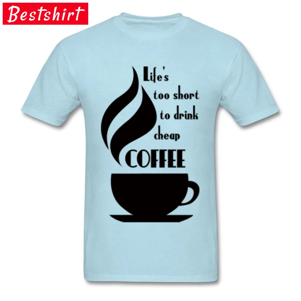 Print 100% Cotton T-Shirt for Men Short Sleeve Leisure T Shirt Funky Summer Round Collar T Shirt Printed On Top Quality likes too short to drink cheap coffee light