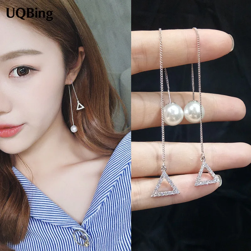 New Authentic 925 Sterling Silver Anti-allergic Pearl Triangle Long Drop Earrings For Women Free Shipping Brincos
New Authentic 925 Sterling Silver Anti-allergic Pearl Triangle Long Drop Earrings For Women Free Shipping Brincos