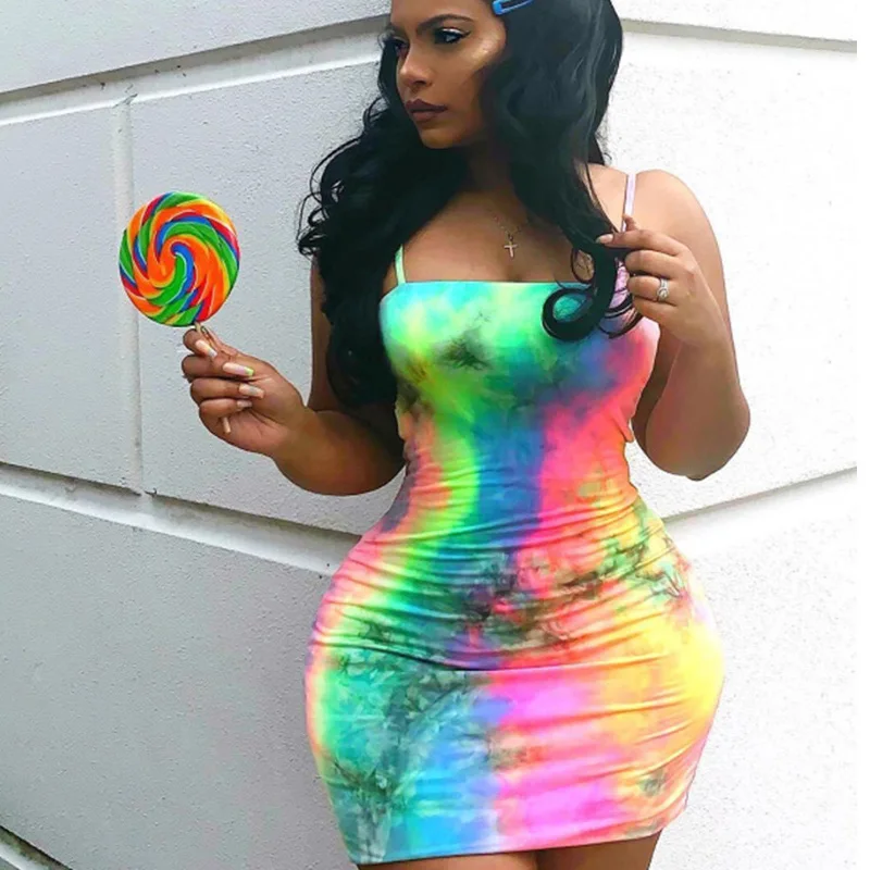 Tie Dye Print Sexy Club Mini Dress Women Spaghetti Strap Bodycon Bandage Dress Elegant Night Club Party Summer Boho Beach Dress
Tie Dye Print Sexy Club Mini Dress Women Spaghetti Strap Bodycon Bandage Dress Elegant Night Club Party Summer Boho Beach Dress