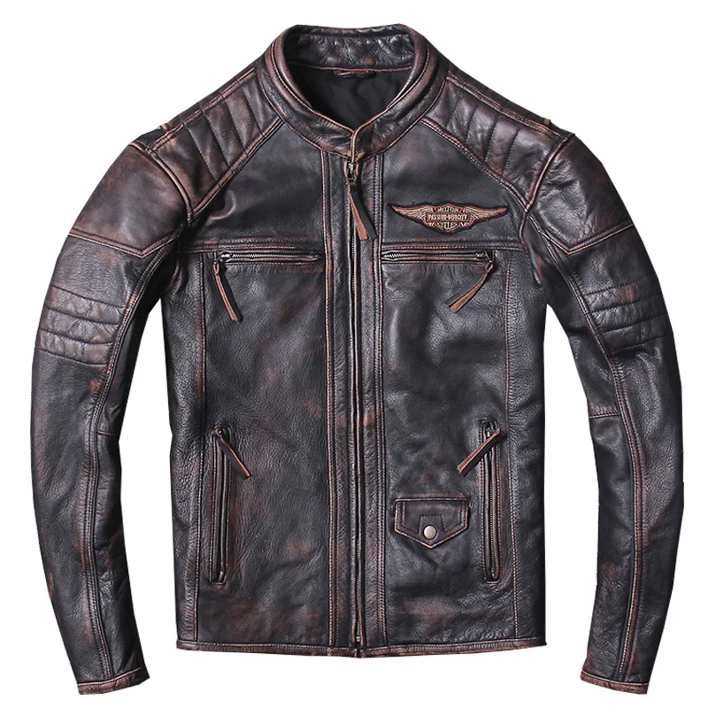 HARLEY DAMSON Vintage Brown Men American Motorcycle Leather Jacket Plus Size XXXXXL Genuine Cowhide Spring Biker's Leather Coat
HARLEY DAMSON Vintage Brown Men American Motorcycle Leather Jacket Plus Size XXXXXL Genuine Cowhide Spring Biker's Leather Coat