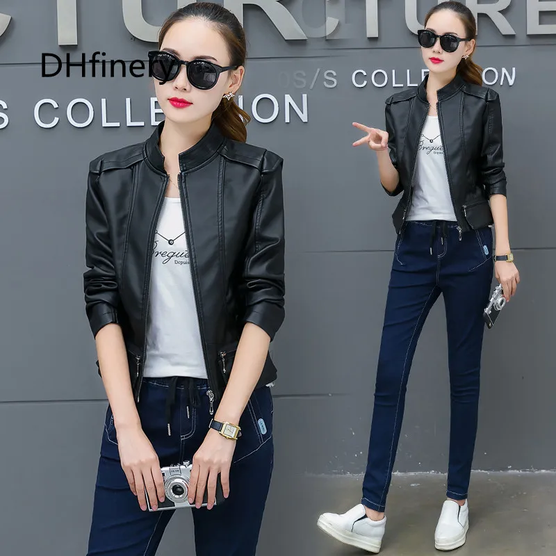 Plus Size M-4XL Fashion 2019 Autumn Winter Women Leather Coat Female Slim Short Button Jacket Women's Outerwear bs8502 | Женская