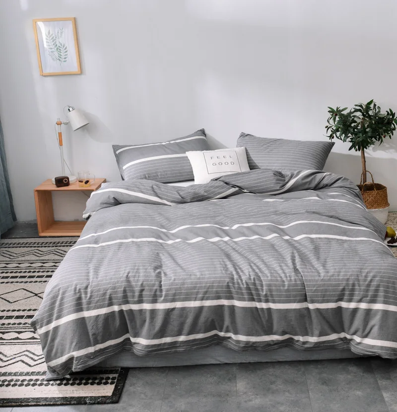 Grey White Stripes Japanese style Soft 100% cotton wash cotton 3/4pcs bedding sets(duvet cover+flat sheet+pillowcase)
Grey White Stripes Japanese style Soft 100% cotton wash cotton 3/4pcs bedding sets(duvet cover+flat sheet+pillowcase)