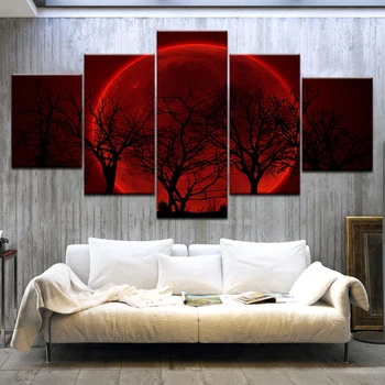 5Panel/piece HD Printed Trees biggest red moon canvas painting wall posters For home living room decoration
5Panel/piece HD Printed Trees biggest red moon canvas painting wall posters For home living room decoration