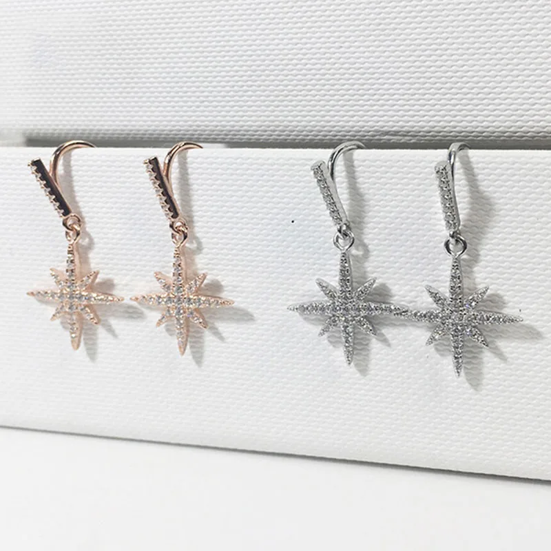 2019 New arrival Rose gold and silver 925 octagon star Stud earrings for women with crystal Zircon jewelry free shipping
2019 New arrival Rose gold and silver 925 octagon star Stud earrings for women with crystal Zircon jewelry free shipping