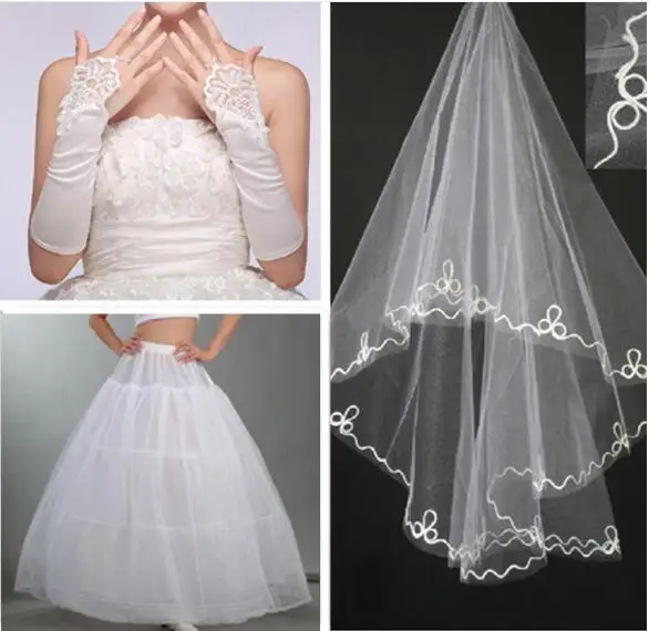2018 New Three Wedding Accessories Set Crinoline Ball Gown Petticoat+ Lace Fingerless Bridal Glove One-Layer Bridal Veil LT068
2018 New Three Wedding Accessories Set Crinoline Ball Gown Petticoat+ Lace Fingerless Bridal Glove One-Layer Bridal Veil LT068