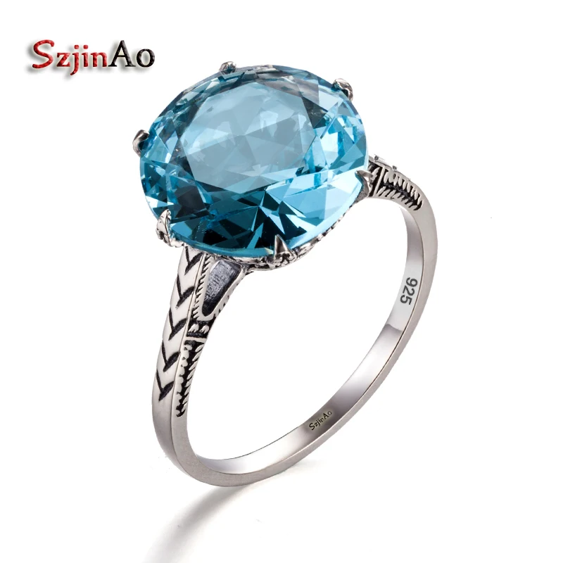 Szjinao Rocking Style Genuine 925 Sterling Silver Flower Rings For Women Vintage Round Austrian Aquamarine Ring Gift anillos
Szjinao Rocking Style Genuine 925 Sterling Silver Flower Rings For Women Vintage Round Austrian Aquamarine Ring Gift anillos