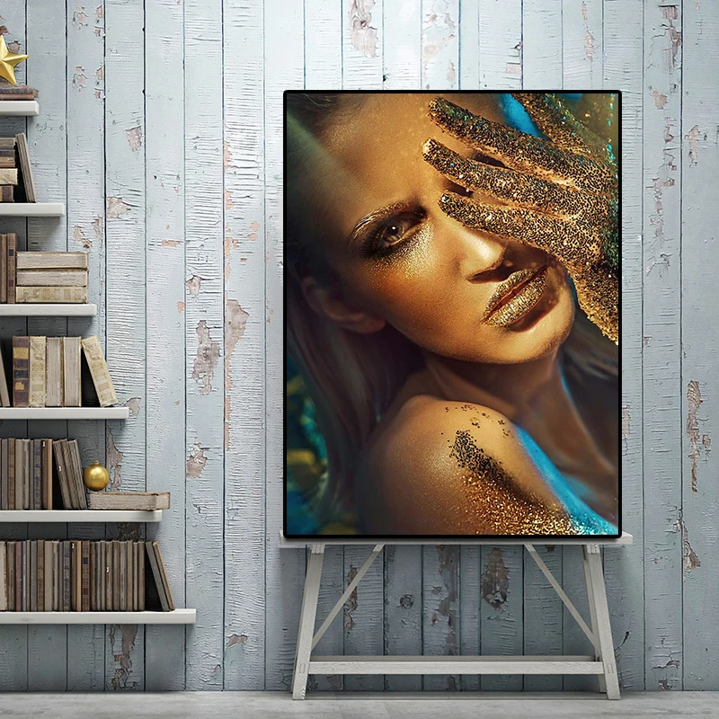 Fashion Sexy Golden Black Nude Woman Canvas Painting Posters and Prints Scandinavian Wall Pop Art Picture for living Room Decor
Fashion Sexy Golden Black Nude Woman Canvas Painting Posters and Prints Scandinavian Wall Pop Art Picture for living Room Decor