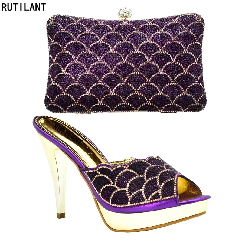New Arrival Purple Color African Shoes and Matching Bags Italian Italian Shoes with Matching Bags Set Decorated with Rhinestone
New Arrival Purple Color African Shoes and Matching Bags Italian Italian Shoes with Matching Bags Set Decorated with Rhinestone