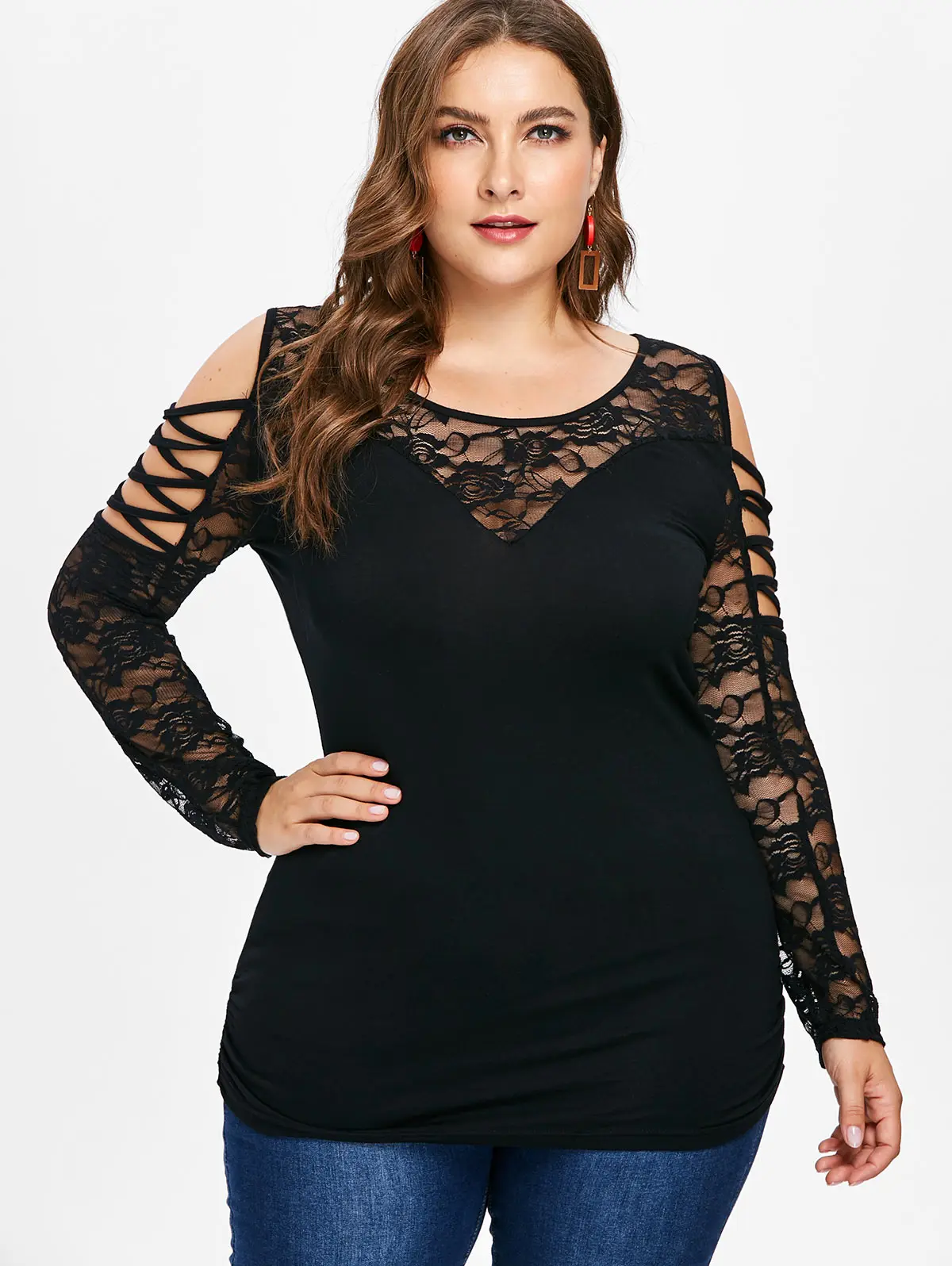 Wipalo Plus Size Cold Shoulder Lattice Lace Long Sleeve Tee Women T-Shirt Tops Casual Hollow Lace Patchwork Tees Pullovers 5XL
Wipalo Plus Size Cold Shoulder Lattice Lace Long Sleeve Tee Women T-Shirt Tops Casual Hollow Lace Patchwork Tees Pullovers 5XL