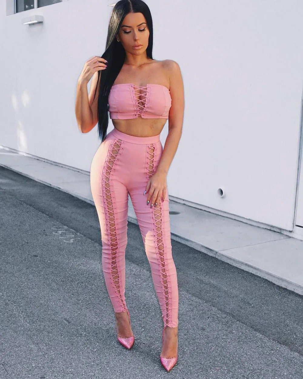 Ocstrade Women Bandage Sets Fall 2017 Fashion Strapless Pink Lace-up 2 Piece Sexy Bandage Set Rayon Spandex
Ocstrade Women Bandage Sets Fall 2017 Fashion Strapless Pink Lace-up 2 Piece Sexy Bandage Set Rayon Spandex