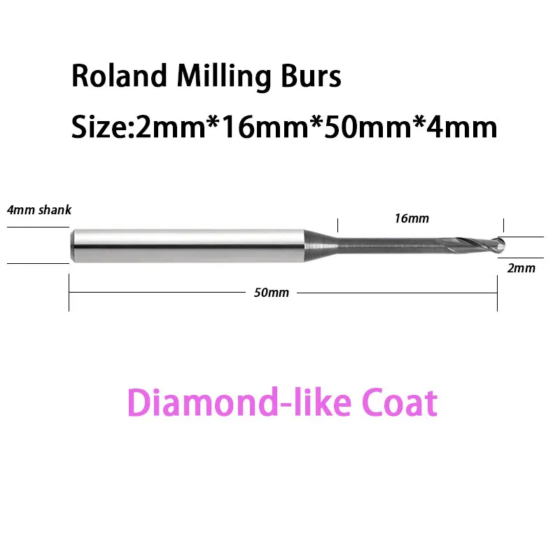2.0mm Roland CADCAM Diamond-like Coat Milling Burs for Zirconia 16mm Reach Length
2.0mm Roland CADCAM Diamond-like Coat Milling Burs for Zirconia 16mm Reach Length