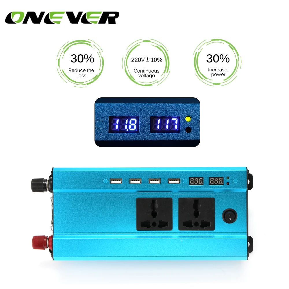 Onever 4000W Car Inverter LED DC 12V to AC 110V Sine Wave Converter with 4 USB Interfaces Voltage Transformer Adapter Charger
Onever 4000W Car Inverter LED DC 12V to AC 110V Sine Wave Converter with 4 USB Interfaces Voltage Transformer Adapter Charger