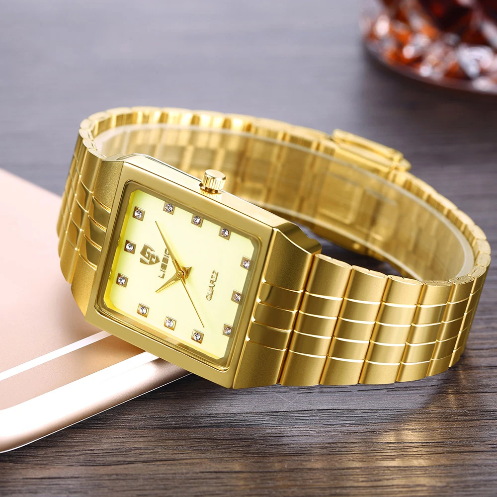 Золотые кварцевые часы Для мужчин женщин Роскошные relogio masculino роскошный золотой