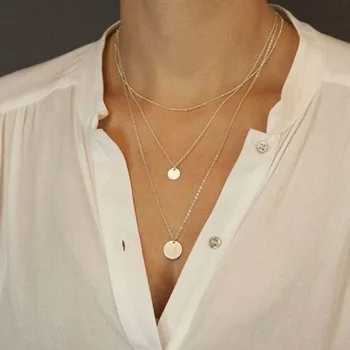 Simple retro style plating gold and silver a large and small round sequins metal wind multi-layer necklace
Simple retro style plating gold and silver a large and small round sequins metal wind multi-layer necklace