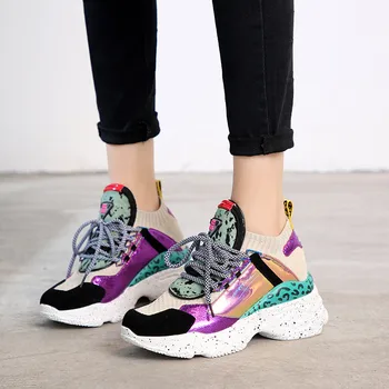 Drop Ship Genuine Leather Women Sneakers Lace Up Spring Summer Chunky Platform Sneakers Fashion Casual Colorful Vulcanized shoes 
Drop Ship Genuine Leather Women Sneakers Lace Up Spring Summer Chunky Platform Sneakers Fashion Casual Colorful Vulcanized shoes