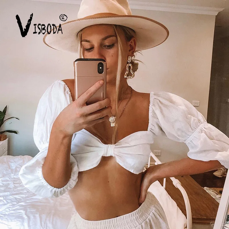 Women Sexy Cropped Top White Elastic Bralette Top Shirt 2019 Fashion Summer Puff Long Sleeve Top Shirt Femme
Women Sexy Cropped Top White Elastic Bralette Top Shirt 2019 Fashion Summer Puff Long Sleeve Top Shirt Femme