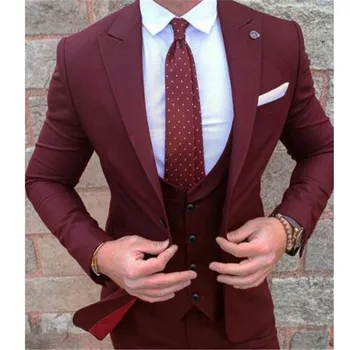 Custom Made Burgundy Costume Homme Terno Groom Tuxedos Groomsmen Mens Wedding Suits Slim Fit Men Suit ( Jacket+Pants+Vest)
Custom Made Burgundy Costume Homme Terno Groom Tuxedos Groomsmen Mens Wedding Suits Slim Fit Men Suit ( Jacket+Pants+Vest)