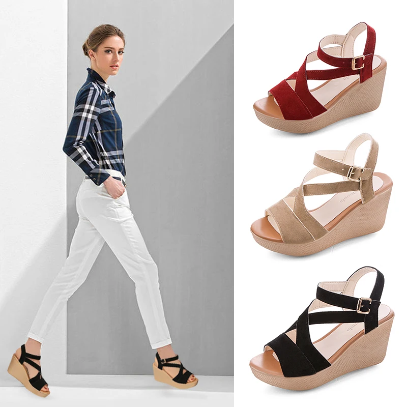 Women Wedge Sandals Summer New Suede Leather Gladiator Style Platform Shoes Fashion High Heel Sandals Buckle Womens Shoes
Women Wedge Sandals Summer New Suede Leather Gladiator Style Platform Shoes Fashion High Heel Sandals Buckle Womens Shoes