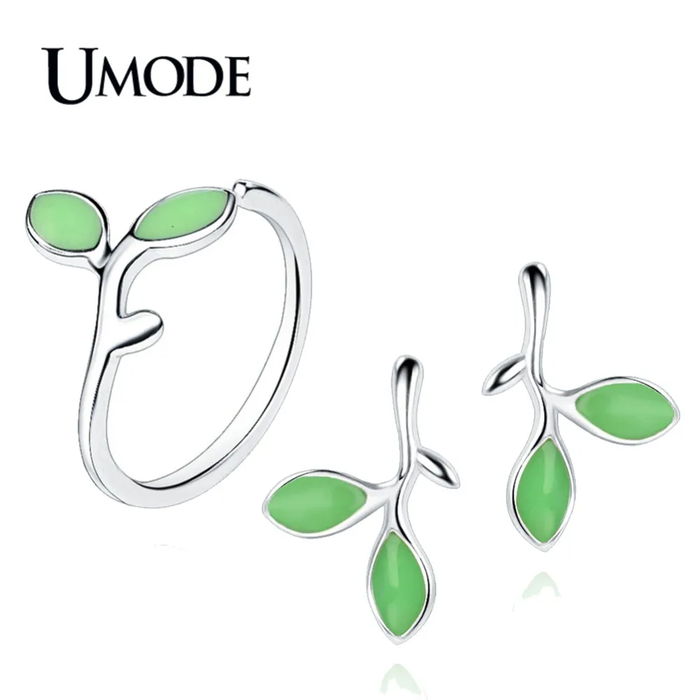 UMODE 2019 New Fashion Green Leaves Stud Earrings and Open Ring Set for Women Cute White Gold Green Stone Adjust Jewelry AUS0060
UMODE 2019 New Fashion Green Leaves Stud Earrings and Open Ring Set for Women Cute White Gold Green Stone Adjust Jewelry AUS0060
