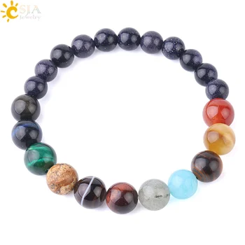 CSJA 8mm Blue Sand Mixed 10mm Natural Stone Bracelet Simple Elastic Bracelets for Men Women Jewelry Beaded Stretch Pulseras F760
CSJA 8mm Blue Sand Mixed 10mm Natural Stone Bracelet Simple Elastic Bracelets for Men Women Jewelry Beaded Stretch Pulseras F760