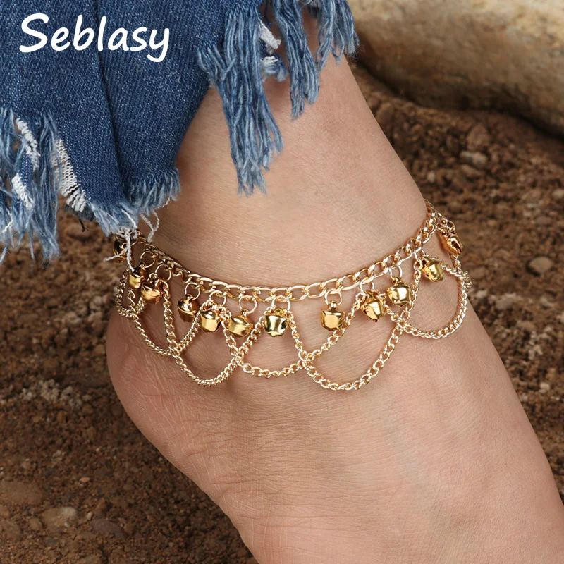 Seblasy Punk Gold Color Bell Sound Chain Tassel Anklets Bracelets for Women Summer Beach Foot Jewelry Pendant Barefoot Sandal
Seblasy Punk Gold Color Bell Sound Chain Tassel Anklets Bracelets for Women Summer Beach Foot Jewelry Pendant Barefoot Sandal