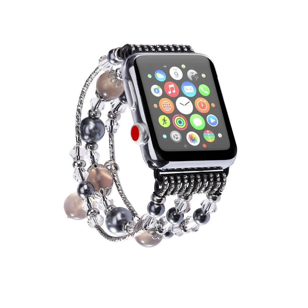 Фото Роскошный высококачественный натуральный серый браслет из агата для Apple watch