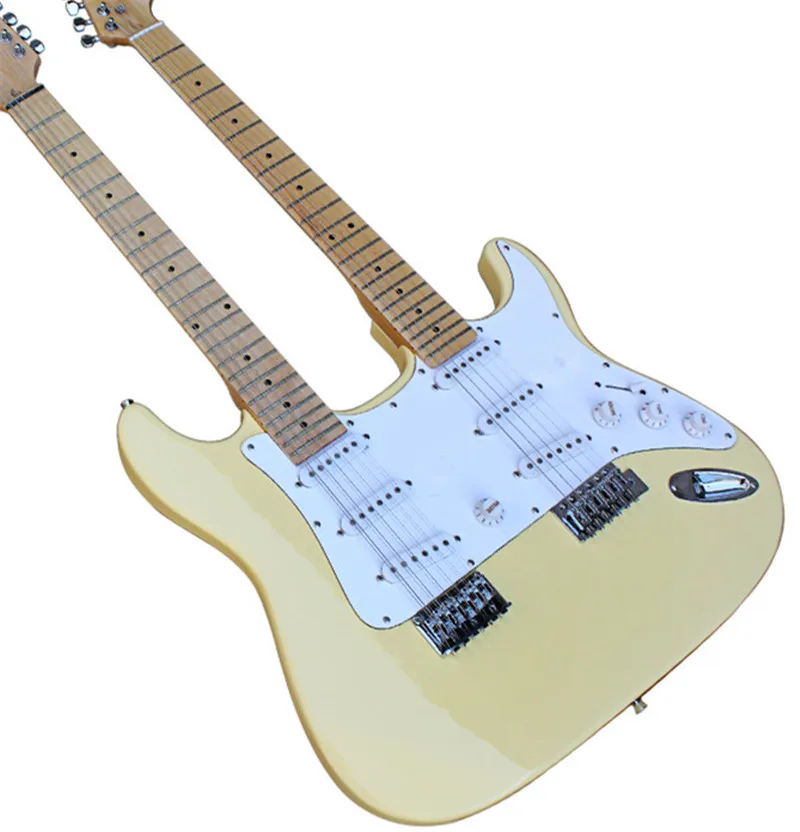 12 Strings+6 Strings Light Yellow Double Neck Electric Guitar with Maple Fretboard,White Pickguard,3S Pickup,be customized.
12 Strings+6 Strings Light Yellow Double Neck Electric Guitar with Maple Fretboard,White Pickguard,3S Pickup,be customized.