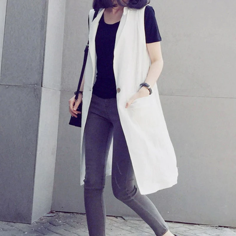 Summer Korean Medium Long Cotton Linen Waistcoat Female Women's Thin Large Size Casual Loose Vest Women's Solid Black
Summer Korean Medium Long Cotton Linen Waistcoat Female Women's Thin Large Size Casual Loose Vest Women's Solid Black