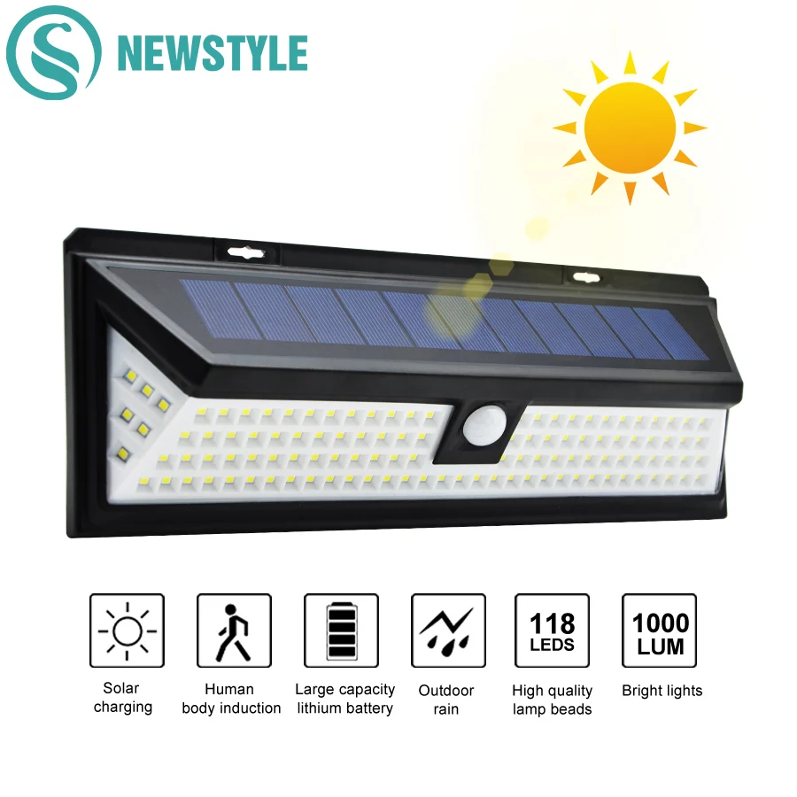 118 LED Solar Lamps Outdoor Waterproof PIR Motion Sensor Bright Solar Security Emergency Lighting Garden Yard Wall Light 3 Modes
118 LED Solar Lamps Outdoor Waterproof PIR Motion Sensor Bright Solar Security Emergency Lighting Garden Yard Wall Light 3 Modes