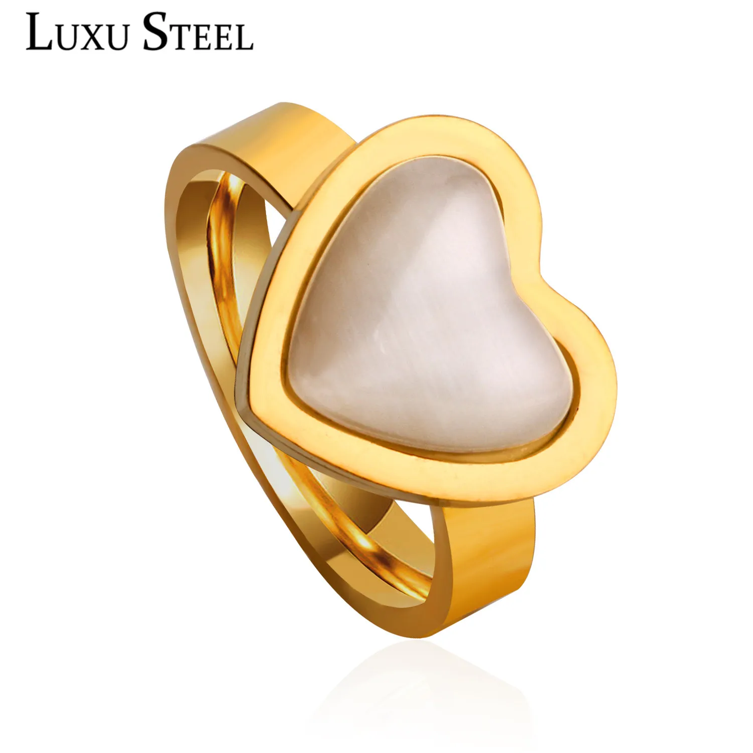 LUXUSTEEL Stainless Steel Heart Opal Rings For Women Trendy Style Gold Color Engagement Love Ring Female Jewelry
LUXUSTEEL Stainless Steel Heart Opal Rings For Women Trendy Style Gold Color Engagement Love Ring Female Jewelry