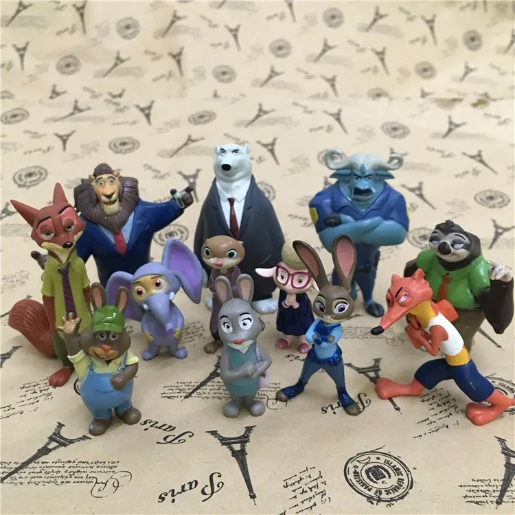 12pcs Zootopia Animal Figure Toy Nick Fox Judy Rabbit Lion PVC Model Cake Topper 12pcs Zootopia Animal Figure Toy Nick Fox Judy Rabbit Lion PVC Model Cake Topper