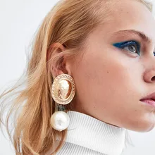 Dvacaman ZA Metall Simulierte Perle Ohrringe Für Frauen Mode Tropfen Baumeln Ohrringe Hochzeit Partei Geschenke Schmuck Großhandel Brinco(China)