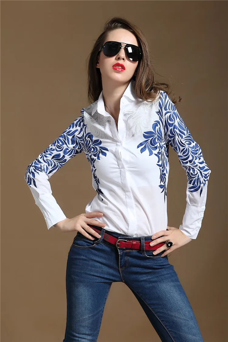 100% Original Women Shirts Blue Porcelain Print Camisa Baroque Tops White Shirt 2018 National Blouse Free Ship
100% Original Women Shirts Blue Porcelain Print Camisa Baroque Tops White Shirt 2018 National Blouse Free Ship