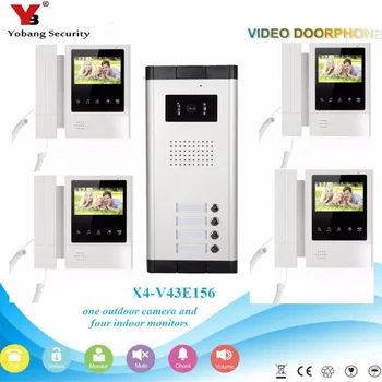 YobangSecurity 4 Units Apartment Video Intercom 4.3 Inch Color LCD Video Door Phone Doorbell Intercom IR Camera Monitor System
YobangSecurity 4 Units Apartment Video Intercom 4.3 Inch Color LCD Video Door Phone Doorbell Intercom IR Camera Monitor System