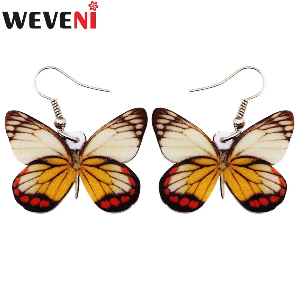 WEVENI Drop Dangle Big Long Pieridae Butterfly Earrings For Women New Fashion Accessories Acrylic Printing Insect Jewelry
WEVENI Drop Dangle Big Long Pieridae Butterfly Earrings For Women New Fashion Accessories Acrylic Printing Insect Jewelry