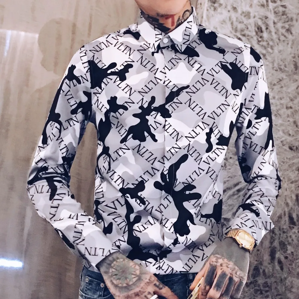 Camouflage Men Shirt Dress Camisa Hombre Long Sleeve Shirt Men Streetwear Letter Printing Shirt Camisas Hombre Night Club Tuxedo
Camouflage Men Shirt Dress Camisa Hombre Long Sleeve Shirt Men Streetwear Letter Printing Shirt Camisas Hombre Night Club Tuxedo