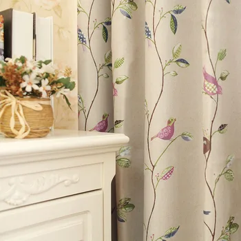 Bird and leaves blackout curtain for living room Finished window curtain with punching holes
Bird and leaves blackout curtain for living room Finished window curtain with punching holes
