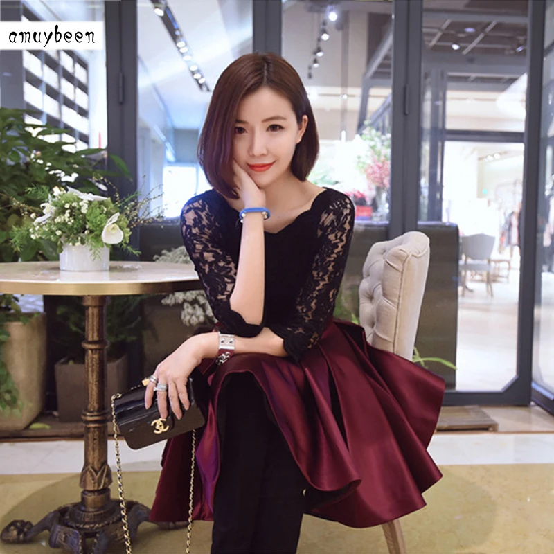 Lace Dress Winter Autumn Women 2017 Vintage Christmas Tunic Black Red Bubble Korean Sexy Party Evening Prom Short Winter Dresses
Lace Dress Winter Autumn Women 2017 Vintage Christmas Tunic Black Red Bubble Korean Sexy Party Evening Prom Short Winter Dresses