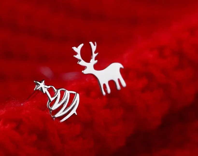 925 Sterling Silver Stud Earrings Deer Christmas Tree Asymmetrical Earrings For Women Girl Christmas Gift Jewelry S-E138
925 Sterling Silver Stud Earrings Deer Christmas Tree Asymmetrical Earrings For Women Girl Christmas Gift Jewelry S-E138