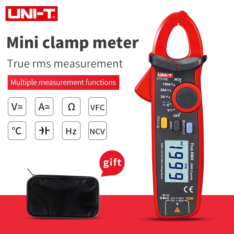 UNIT UT210E True RMS Mini Digital Clamp Meters AC/DC Current Voltage Auto Range VFC Capacitance Non Contact Multimeter UT/210A/B
UNIT UT210E True RMS Mini Digital Clamp Meters AC/DC Current Voltage Auto Range VFC Capacitance Non Contact Multimeter UT/210A/B