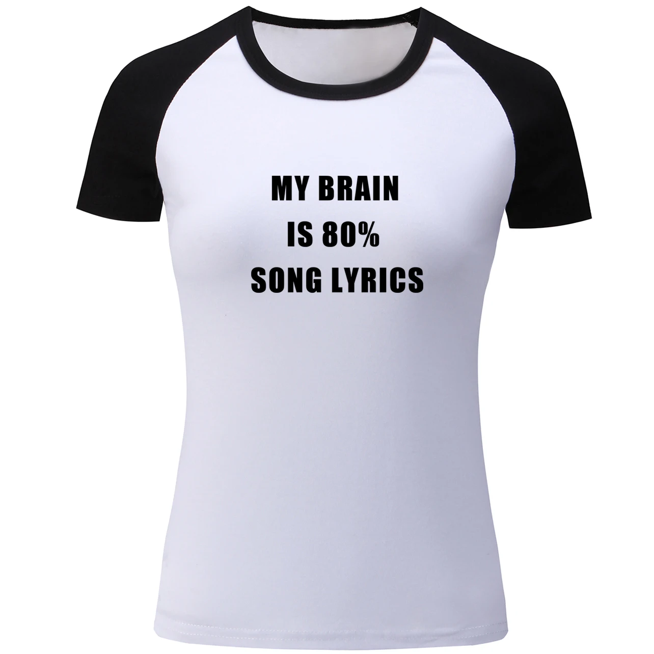 IDzn женская футболка с надписью My Brain is 80% Song реглан короткими рукавами забавные