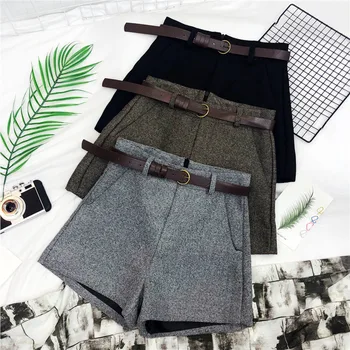 2019 Korean Autumn Winter Woolen High Waist Shorts Women Office Formal Short Pants With Sashes Wide Leg Shorts Female
2019 Korean Autumn Winter Woolen High Waist Shorts Women Office Formal Short Pants With Sashes Wide Leg Shorts Female