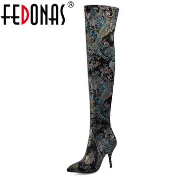 FEDONAS Autumn Winter New Fashion Print Stretch Fabric Women Over The Knee Boots Sexy Thin Heels Party Shoes Woman Long Boots
FEDONAS Autumn Winter New Fashion Print Stretch Fabric Women Over The Knee Boots Sexy Thin Heels Party Shoes Woman Long Boots
