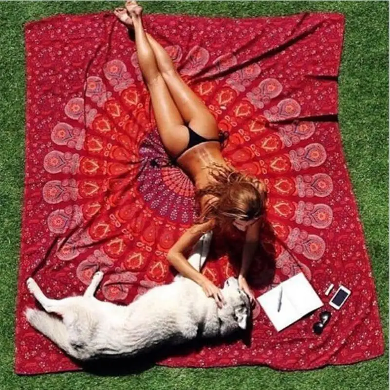 

Indian Mandala Rectangle Flower Peacock Tapestry Wall Hanging Beach Throw Towel Hippie Bedspread Gypsy Yoga Mat Blanket