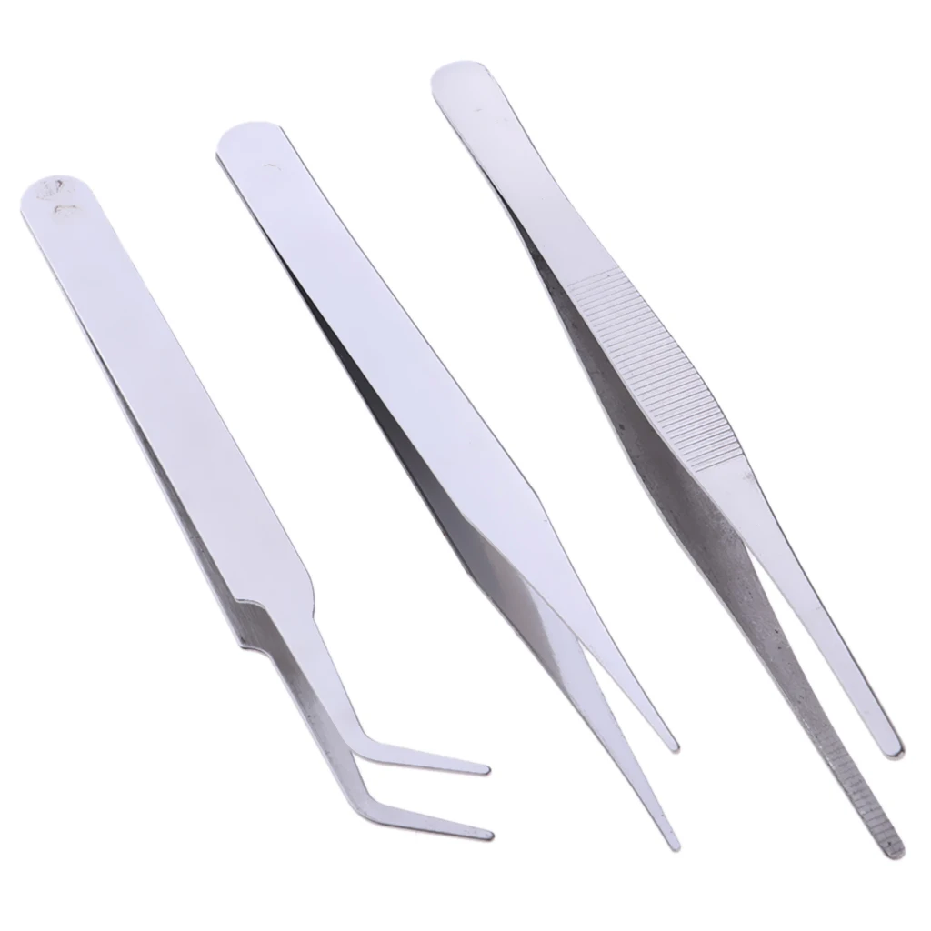 3pcs Basic Tools Kit ,Straight/Curved Tweezers for Model Building, Assembly Making Tools